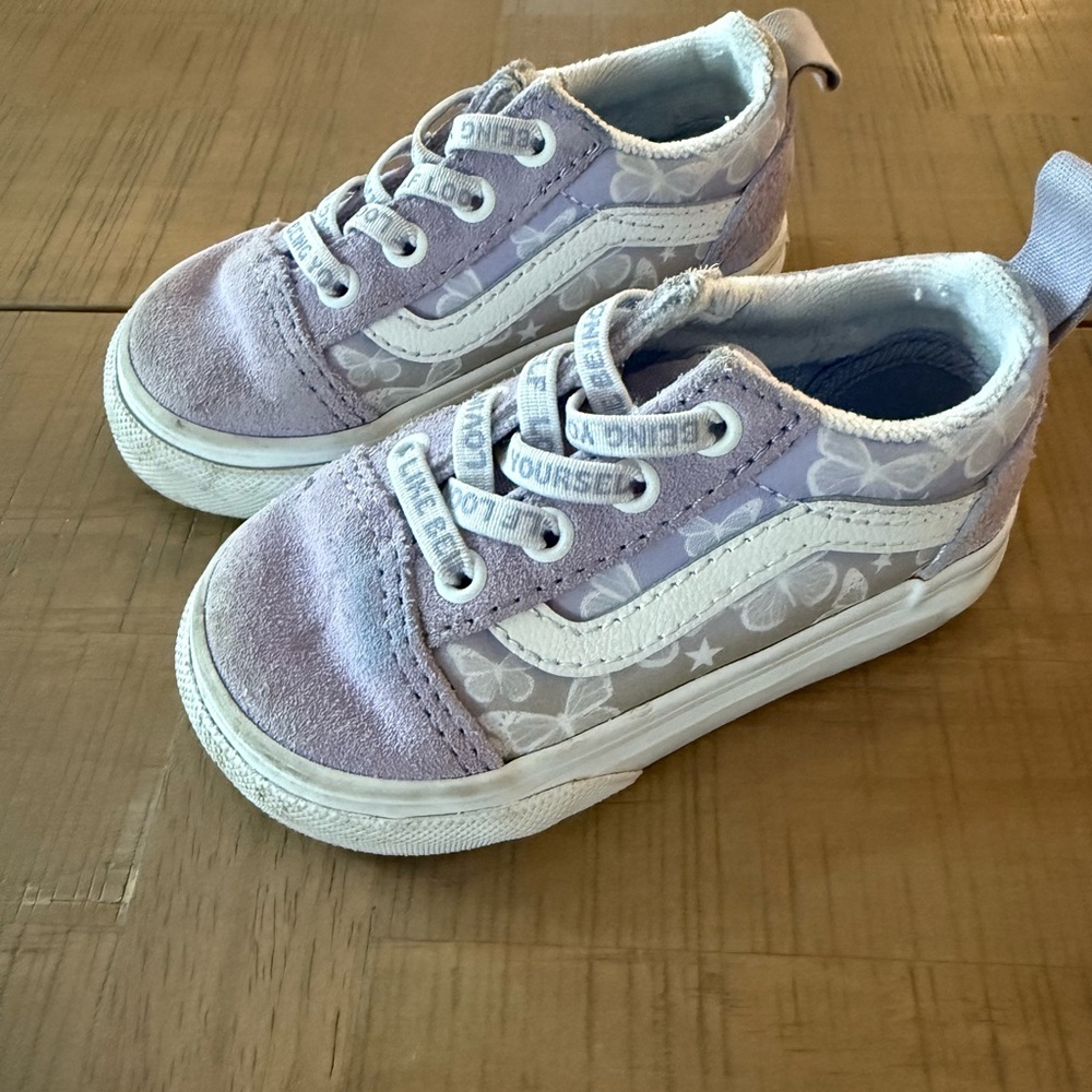 Vans Kids Lavender and White Sneakers